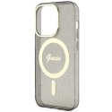 Etui Guess Glitter Gold MagSafe na iPhone 14 Pro - czarne Guess