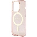 Etui Guess Glitter Gold MagSafe na iPhone 14 Pro - różowe Guess