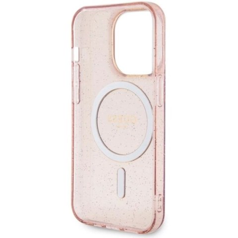 Etui Guess Glitter Gold MagSafe na iPhone 14 Pro - różowe Guess