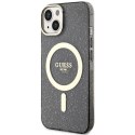 Etui Guess Glitter Gold MagSafe na iPhone 14 - czarne Guess