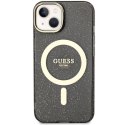 Etui Guess Glitter Gold MagSafe na iPhone 14 - czarne Guess