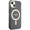 Etui Guess Glitter Gold MagSafe na iPhone 14 - czarne Guess
