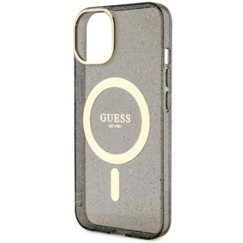 Etui Guess Glitter Gold MagSafe na iPhone 14 - czarne Guess