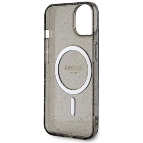 Etui Guess Glitter Gold MagSafe na iPhone 14 - czarne Guess