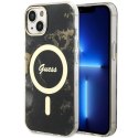 Etui Guess Golden Marble MagSafe na iPhone 14 Plus - czarne Guess