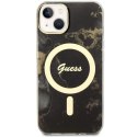 Etui Guess Golden Marble MagSafe na iPhone 14 Plus - czarne Guess