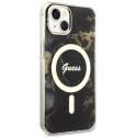 Etui Guess Golden Marble MagSafe na iPhone 14 Plus - czarne Guess