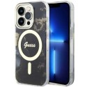 Etui Guess Golden Marble MagSafe na iPhone 14 Pro - czarne Guess