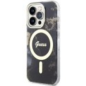 Etui Guess Golden Marble MagSafe na iPhone 14 Pro - czarne Guess