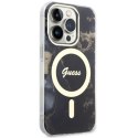 Etui Guess Golden Marble MagSafe na iPhone 14 Pro - czarne Guess