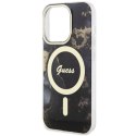 Etui Guess Golden Marble MagSafe na iPhone 14 Pro - czarne Guess