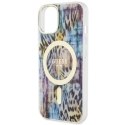 Etui Guess Leopard MagSafe na iPhone 14 - niebieskie Guess