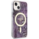 Etui Guess Leopard MagSafe na iPhone 14 - różowe Guess