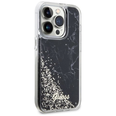 Etui Guess Liquid Glitter Marble na iPhone 14 Pro - czarne Guess