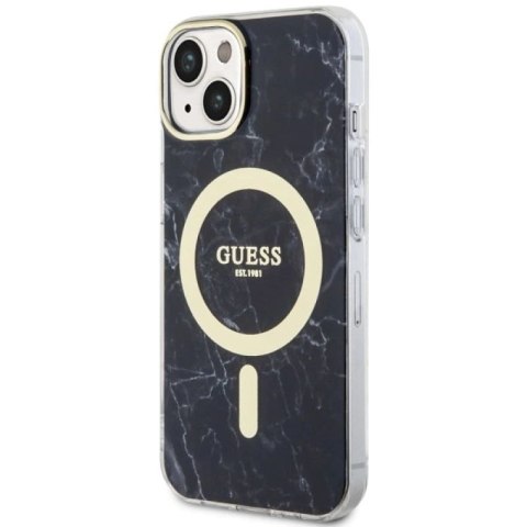 Etui Guess Marble MagSafe na iPhone 14 Plus - czarne Guess