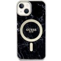Etui Guess Marble MagSafe na iPhone 14 Plus - czarne Guess