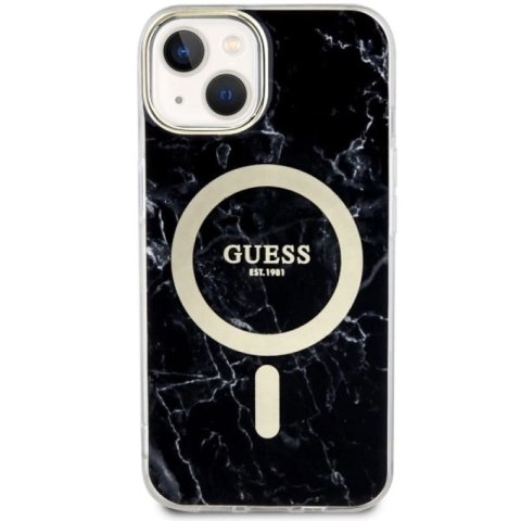 Etui Guess Marble MagSafe na iPhone 14 Plus - czarne Guess