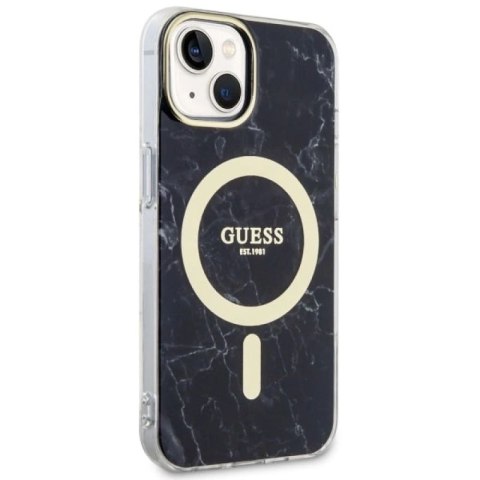 Etui Guess Marble MagSafe na iPhone 14 Plus - czarne Guess