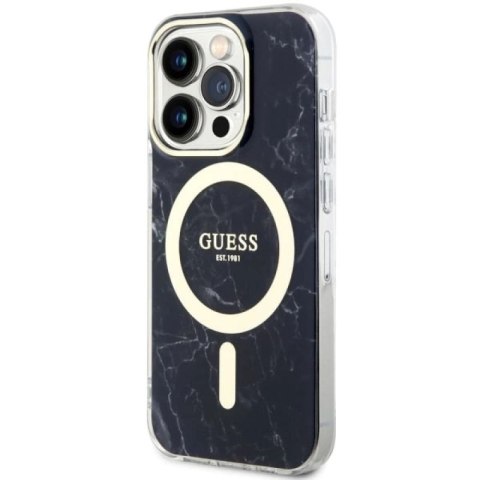 Etui Guess Marble MagSafe na iPhone 14 Pro - czarne Guess