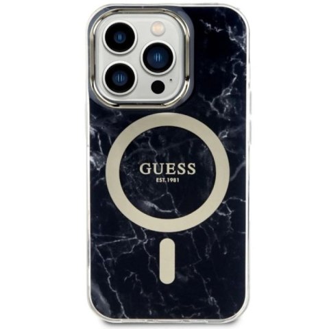 Etui Guess Marble MagSafe na iPhone 14 Pro - czarne Guess