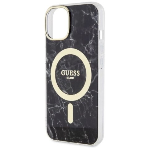 Etui Guess Marble MagSafe na iPhone 14 - czarne Guess