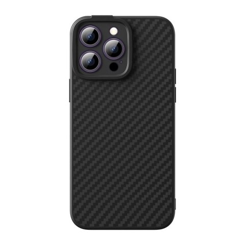 Pancerne etui iPhone 14 Pro kompatybilne z MagSafe szkło hartowane Baseus Synthetic Fiber - czarne Baseus
