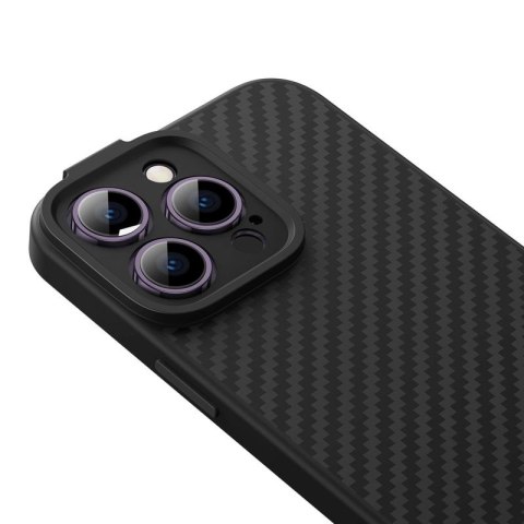Pancerne etui iPhone 14 Pro kompatybilne z MagSafe szkło hartowane Baseus Synthetic Fiber - czarne Baseus