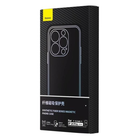 Pancerne etui iPhone 14 Pro kompatybilne z MagSafe szkło hartowane Baseus Synthetic Fiber - czarne Baseus