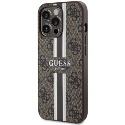 Etui Guess 4G Printed Stripes MagSafe na iPhone 13 Pro Max - brązowe Guess