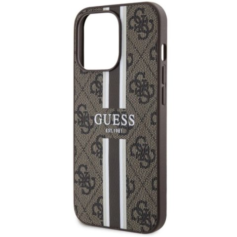Etui Guess 4G Printed Stripes MagSafe na iPhone 13 Pro Max - brązowe Guess