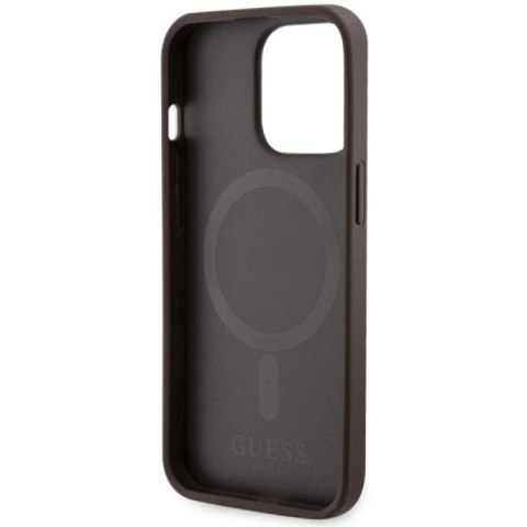 Etui Guess 4G Printed Stripes MagSafe na iPhone 13 Pro Max - brązowe Guess