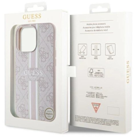 Etui Guess 4G Printed Stripes MagSafe na iPhone 13 Pro Max - różowe Guess