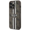 Etui Guess 4G Printed Stripes MagSafe na iPhone 13 Pro / iPhone 13 - brązowe Guess