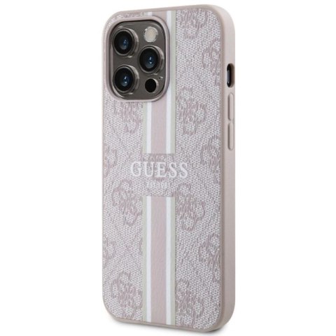 Etui Guess 4G Printed Stripes MagSafe na iPhone 13 Pro / iPhone 13 - różowe Guess