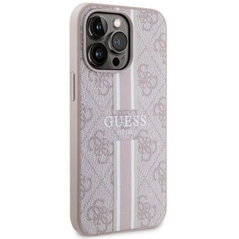 Etui Guess 4G Printed Stripes MagSafe na iPhone 13 Pro / iPhone 13 - różowe Guess