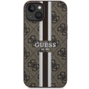 Etui Guess 4G Printed Stripes MagSafe na iPhone 14 Plus - brązowe Guess