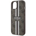 Etui Guess 4G Printed Stripes MagSafe na iPhone 14 Plus - brązowe Guess