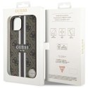 Etui Guess 4G Printed Stripes MagSafe na iPhone 14 Plus - brązowe Guess