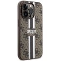 Etui Guess 4G Printed Stripes MagSafe na iPhone 14 Pro - brązowe Guess