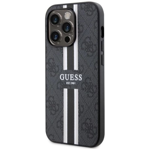 Etui Guess 4G Printed Stripes MagSafe na iPhone 14 Pro - czarne Guess
