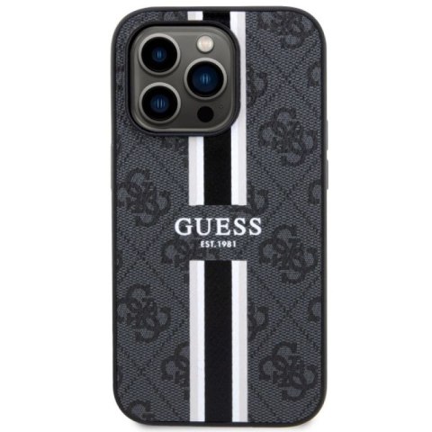 Etui Guess 4G Printed Stripes MagSafe na iPhone 14 Pro - czarne Guess