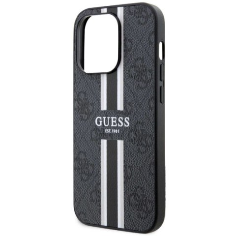Etui Guess 4G Printed Stripes MagSafe na iPhone 14 Pro - czarne Guess