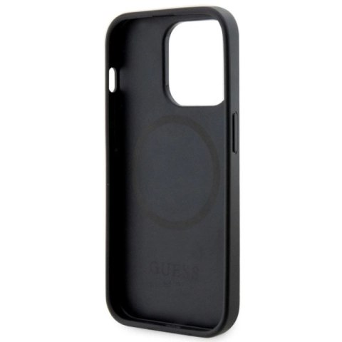 Etui Guess 4G Printed Stripes MagSafe na iPhone 14 Pro - czarne Guess
