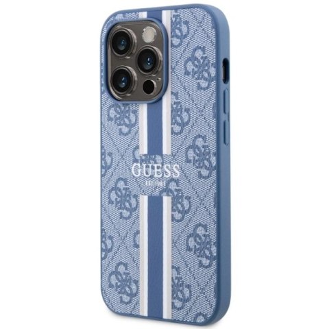 Etui Guess 4G Printed Stripes MagSafe na iPhone 14 Pro - niebieskie Guess
