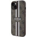 Etui Guess 4G Printed Stripes MagSafe na iPhone 14 - brązowe Guess