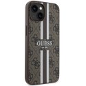 Etui Guess 4G Printed Stripes MagSafe na iPhone 14 - brązowe Guess