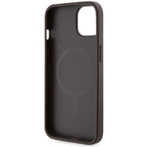 Etui Guess 4G Printed Stripes MagSafe na iPhone 14 - brązowe Guess