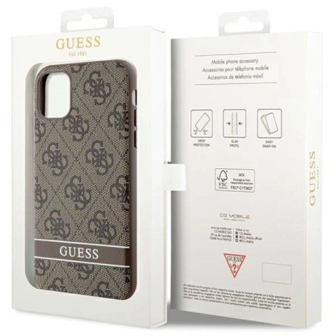 Etui Guess 4G Stripes na iPhone 11 / Xr - brązowe Guess
