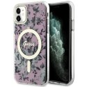 Etui Guess Flower MagSafe na iPhone 11 / Xr - różowe Guess