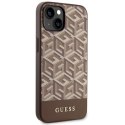 Etui Guess GCube Stripes MagSafe na iPhone 14 Plus - brązowe Guess